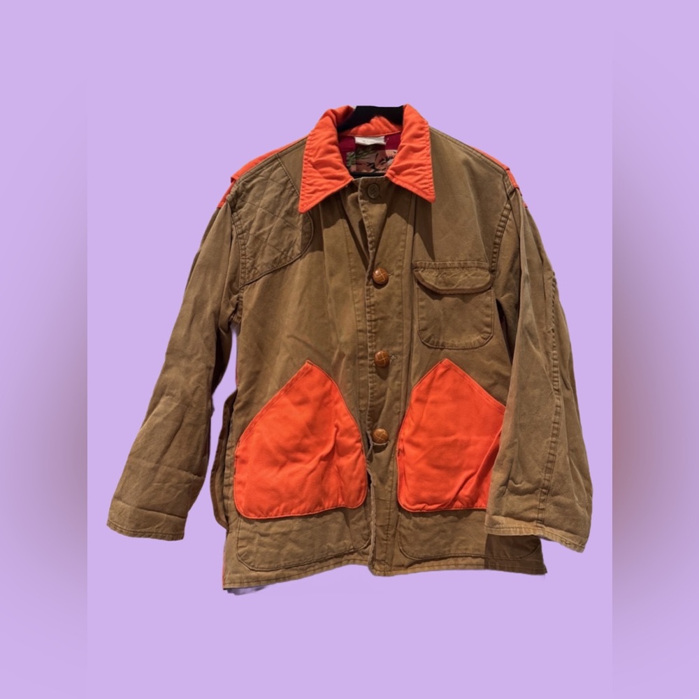 🍒 VINTAGE - Tan/Orange Hunting Barn Jacket